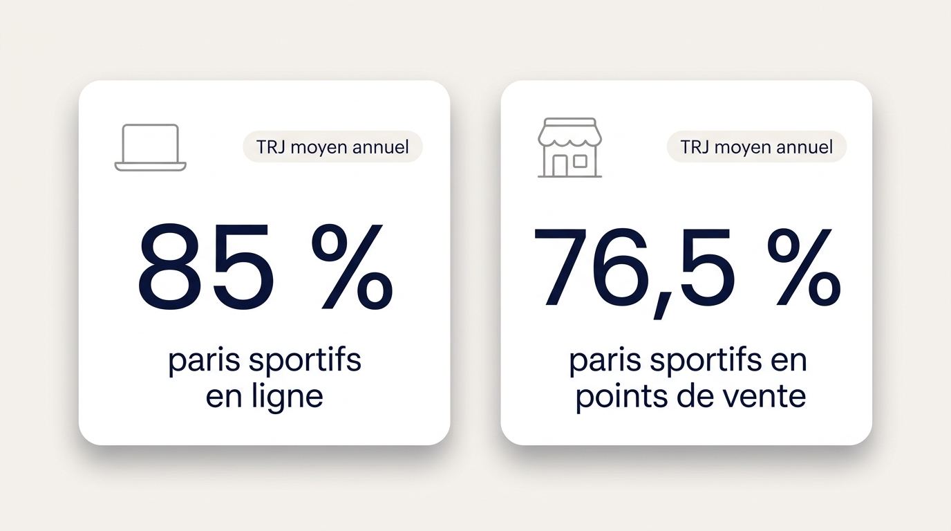 Comparaison du taux de retour au joueur pour les paris sportifs en ligne et en points de vente.